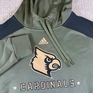 Adidas Men’s Medium Louisville Cardinals Green Fleece Lined Hoodie Sweatshirt - Picture 1 of 5