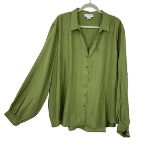 Never Fully Dressed Miley Shirt Women Plus size US 22 Green Button up Long Sleev - Picture 1 of 11