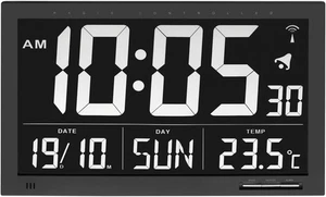 TFA Dostmann 60.4505 digital radio controlled Wall Clock Vesuv (black with batte - Picture 1 of 1