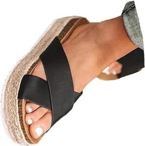 Women'S Platform Sandals Slides Espadrilles Sandals Flatform Wedge Slippers C... - Picture 1 of 8