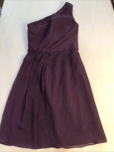 Davids Bridal One Shoulder Ruched Bridesmaid Cocktail Dress Plum Sz 2 - Picture 1 of 11