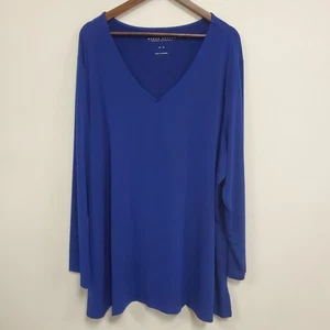 Susan Graver Womens Deep V Neck Liquid Knit Tunic Size 4X Royal Blue Sustainable - Picture 1 of 10