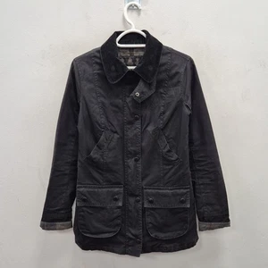 Barbour Straiton Black Tartan Lining Wax Waterproof Country Coat Jacket Uk 8 - Picture 1 of 11