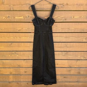 Reformation Nikki Bustier Wide Leg Sweetheart Denim Overall Jumpsuit Gr. 0 schwarz - Bild 1 von 9