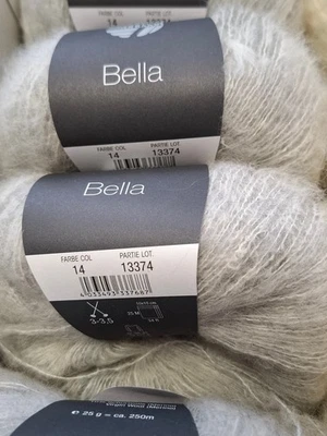 (180 €/kg): 25g LG BELLA, flauschig, mit Alpaka, Pt. 13374, Fb. 14 grau #7859 - Bild 1 von 2