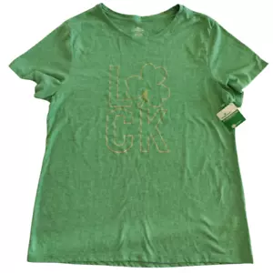 St. Patrick's Day Tee Green Gold T-Shirt Clover Luck Women's Large NEW - Picture 1 of 12