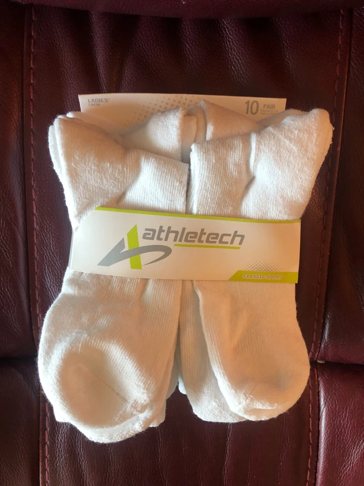 Calcetines blancos deportivos clásicos Athletech para dama 10 pares Foto 1 de 1