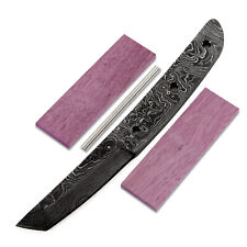 Damascus Knife Making Kit - Makoto - (8 Handle Options) - DIY Tanto Blade Kit