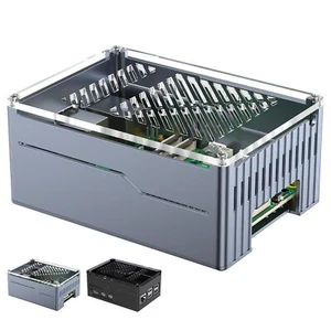 Raspberry Pi 5 Gehäuse Support Top PCIe M.2 NVMe SSD Hat und Active Cooler Me... - Bild 1 von 6