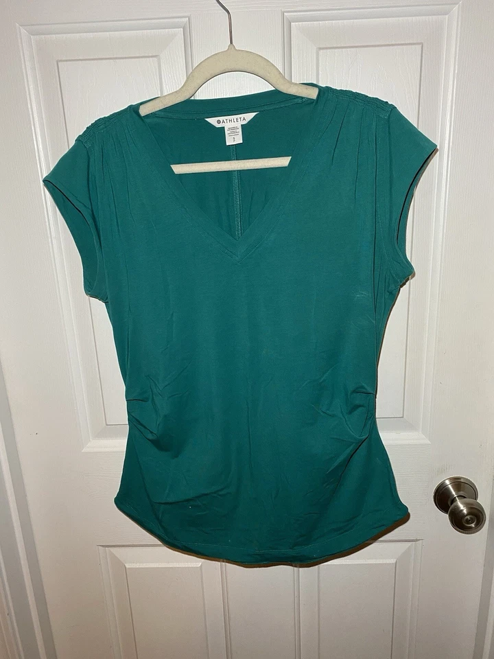 Camisa atlética de manga corta Athleta lados apresurados para mujer mediana espuma de mar B12 Foto 1 de 4