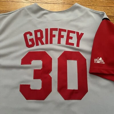 Vintage Majestic Cincinnati Reds Ken Griffey Jr Baseball Jersey Large MLB RARE - Image 1 of 4
