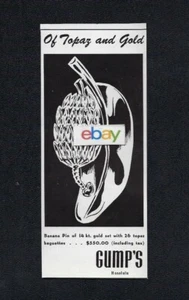 GUMP'S OF HONOLULU HAWAII STORE 1949 OF TOPAZ & GOLD BANANA PIN 550 $ AD - Bild 1 von 1