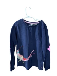 Joules Girls Size 11 12 Years Peacock Long SLeeve Pullover Tshirt Tee Blue Round - Picture 1 of 3