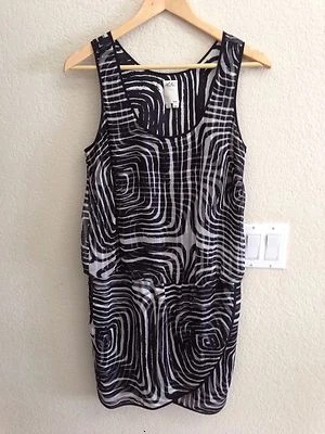 Vestido geométrico Ali Ro negro/blanco totalmente forrado talla 6 Foto 1 de 4