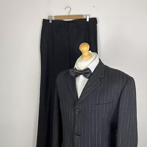 Paul Smith 2 Piece Suit Men's Black Gold 40R Jacket 36W 34L Trousers Pinstripe - Picture 1 of 21