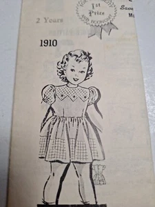 Dress 2T Sewing Pattern Sweet Simple 1910 Wallace Mail Order Unprinted VTG 40's - Picture 1 of 9