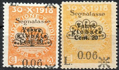 ✔️ FIUME segnatasse 28 VARIETY MH* - NOT RECORDED YELLOW COLOUR, SIGNED - Image 1 of 2