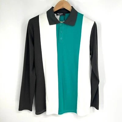 Nueva camiseta polo de golf Paul Jones manga larga para hombre S rayas gris oscuro Foto 1 de 4