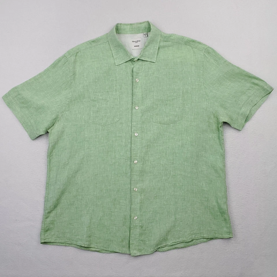 Camisa de Murano para Hombres Extra Grande Verde Baird McNutt Lino Abotonada Playa Crucero Foto 1 de 4