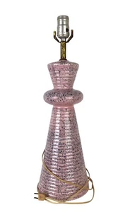 Vintage 1950s Table Lamp Pink Black White Speckled Ceramic 14.5" Atomic MCM!! - Picture 1 of 11