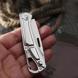 EDC Pocket Knife Stainless Steel Folding Knife Keychain  Camping Survival Tool - Picture 1 of 12