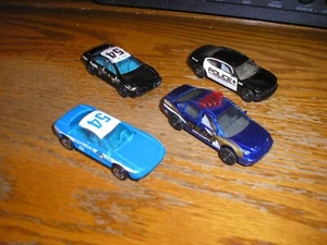 Vintage Lot of 4 Chevy Impala Dodge Charger Police Interceptor Squad Car Free SH - Picture 1 of 4