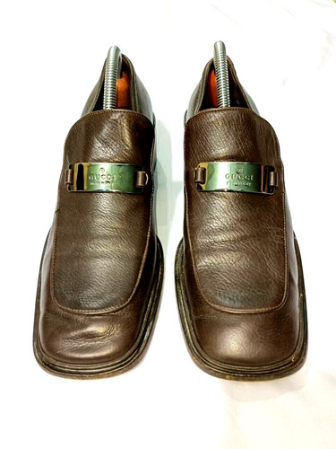 GUCCI LINEA DONNA SCARPE MARRONI CON TACCO A BLOCCO IN PELLE TAGLIA EU40 US10