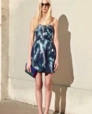 Club Monaco Nelly 无肩带棕榈印花连衣裙 - 尺寸 6 - 无瑕 - 229 美元 — 第 1/4 张图片