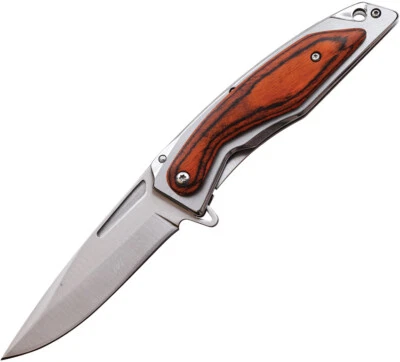 MTech Wood Framelock A/O Cuchillo de bolsillo plegable de madera marrón 3Cr13 A1153BR Foto 1 de 2