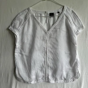 David Lawrence Size 12 Ramie Tencel Sheer White Top - Picture 1 of 10