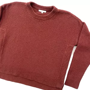 Madewell Sweater Womens Medium Brown Red Crewneck Pickford Pullover Waffle Boxy - Picture 1 of 13