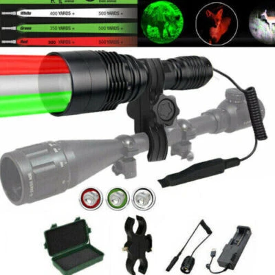 LED Hunting Light 3-Color-In-1(Red, White, Green) Zoomable Predator Flashlight - Image 1 of 4