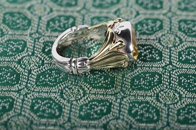 LAGOS Caviar Arcadio Citrino Dos Tonos Plata de Ley y 18K 14X10mm Anillo Tulipán! Foto 1 de 4