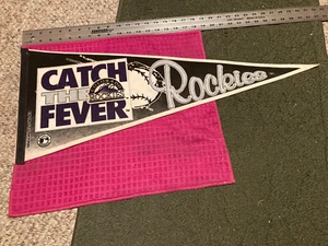 Vintage 1993 MLB Colorado Rockies Baseball SOUVENIR Pennant - CATCH THE FEVER - Picture 1 of 4