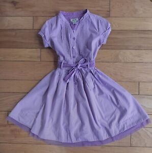 Cherokee Girl SZ XL 14/16 Orchid Lavender Short Sleeve Shirt Dress W/ Tulle EUC