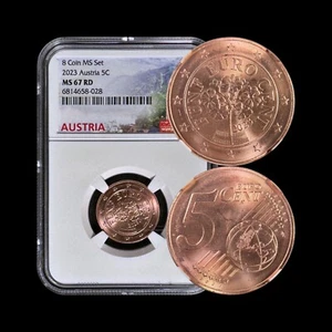 AUSTRIA. 2023, 5 Euro Cent - NGC MS67 - Alpine Mountain Cowslip Primrose 28 - Picture 1 of 5