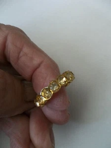 RHINESTONE & FAUX GOLD RING 8 1/2" - Picture 1 of 2