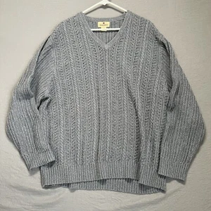 Vintage 90s Men’s XL Woolrich Cable Knit Sweater Gray USA - Picture 1 of 7