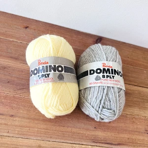Panda Domino 8 Ply Yarn 50g x 2 Balls Pure New Wool Knitting Yellow Grey - Picture 1 of 18