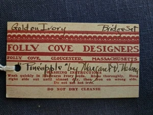 folly cove designers Gloucester, MA Margaret Nelson bridge set 'pineapple' tag - Picture 1 of 2