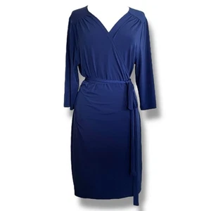 Old Navy Womens Wrap Dress XXL 2XL Navy Blue Stretch Jersey Midi Preppy - Picture 1 of 11