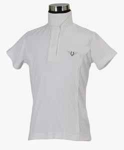 TuffRider Girl's Kirby Kwik Dry Short Sleeve Show Shirt  Size Small White/White - Picture 1 of 3