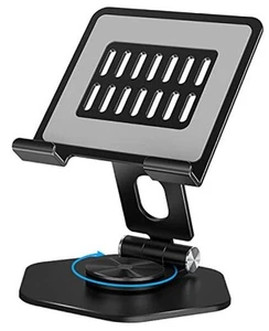 Tablet Stand Holder for Desk, Swivel iPad Stand with 360 Rotating Base, Black - Afbeelding 1 van 7