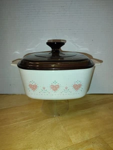 CORNING WARE Forever Yours Pink Hearts A-1 1/2-B 1.5 LITER Casserole w/Pyrex Lid - Picture 1 of 8