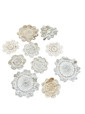 Tapetes de ganchillo vintage lote de 10 tapetes varios tamaños blanco crudo LEER Foto 1 de 4