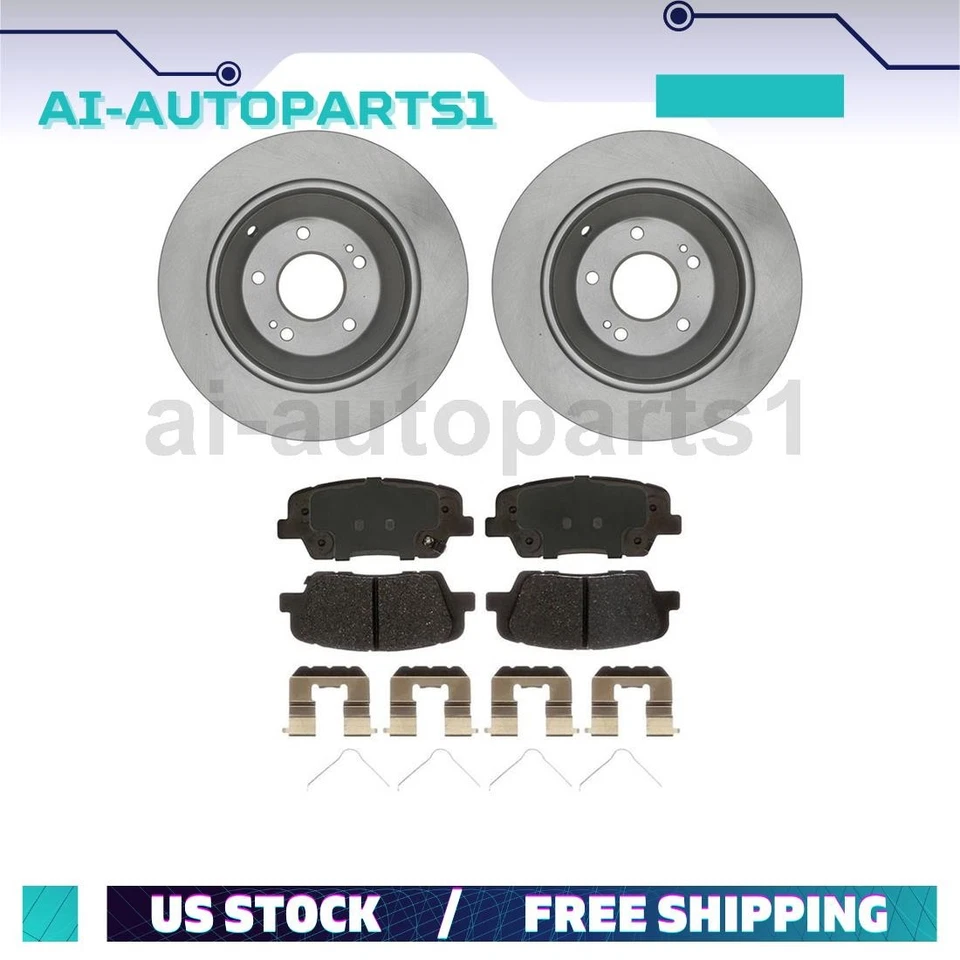 Kit de rotores de freno traseros y pastillas de freno de cerámica para Hyundai Santa Fe 2017 2018 Foto 1 de 4