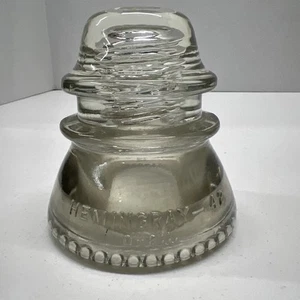 Vintage - Hemingray-42 Beaded Bottom Glass Insulator Clear - Made USA #34 - Picture 1 of 12