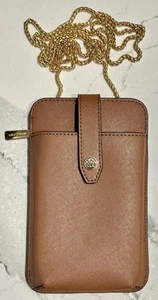 Michael Kors Phone Crossbody Wallet Brown w/ Gold Tone Hardware Small Travel Bag - Picture 1 of 8