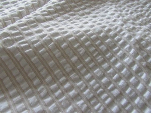 MATOUK FULL/ QUEEN DUVET COVER TWO-TONE SEERSUCKER WHITE/BEIGE STRIPE - Picture 1 of 4