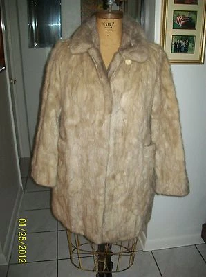 Abrigo chaqueta vintage de piel de visón gris topo beige mediana M 10 Foto 1 de 4